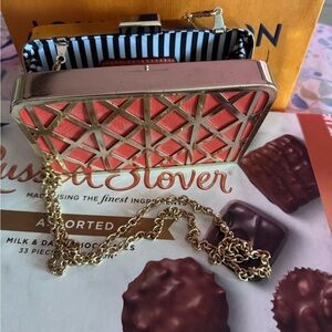 MMS Design Studio Gold and Red Lattice Clutch